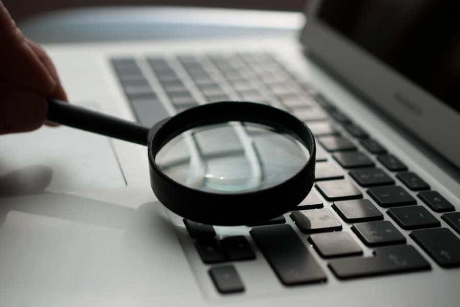 magnifying glass above the keyboard